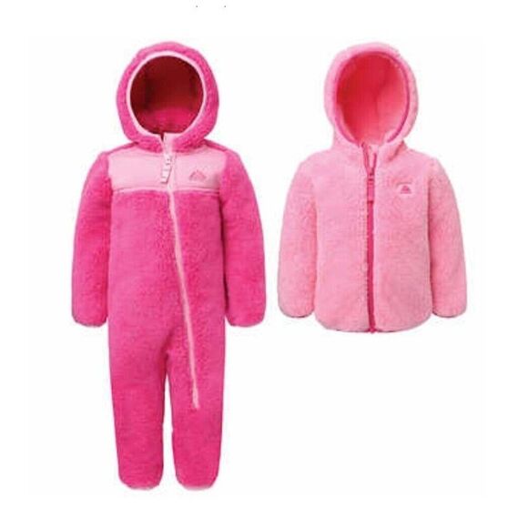 Snozu Infant Toddler 2 Piece Fleece Jacket & Snowsuit Set Pink Size 9/12M - Picture 1 of 6